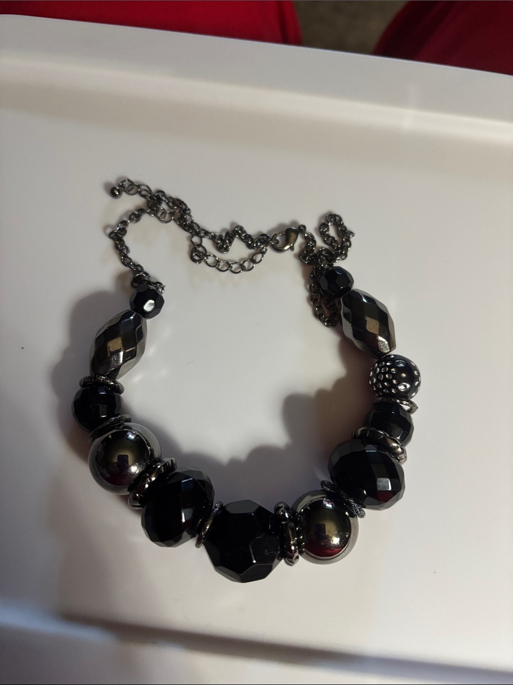 Elegant Black Faceted Bead Statement Necklace